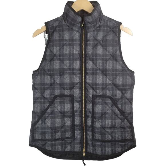 J. Crew Factory Jackets & Blazers - J. Crew Factory Plaid Puffer Vest Gray Black Quilted Sleeveless Jacket Layer Top
